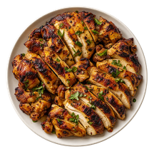 Illustrative serving of grilled pollo asado chicken