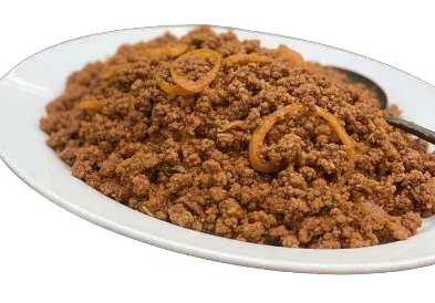 Chilli Minced Beef served on a white plate.